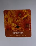 Zuma Orange Mum label featuring dense bronze-orange chrysanthemum flowers