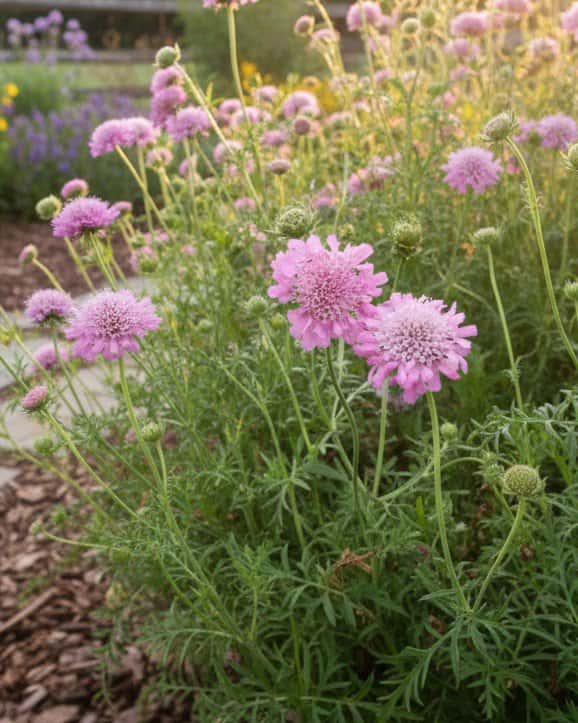 Pink Mist Scabiosa Pincushion - Main Image
